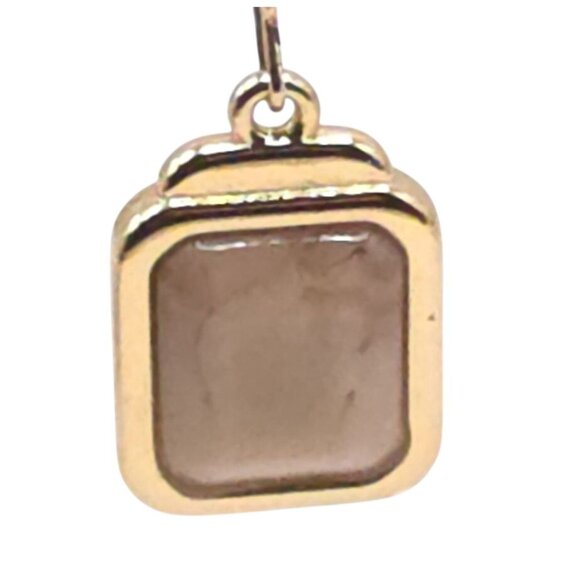 Gold-Plated Drop Earrings With Rectangular Brown Gemstone Accents - Picture 4 of 5